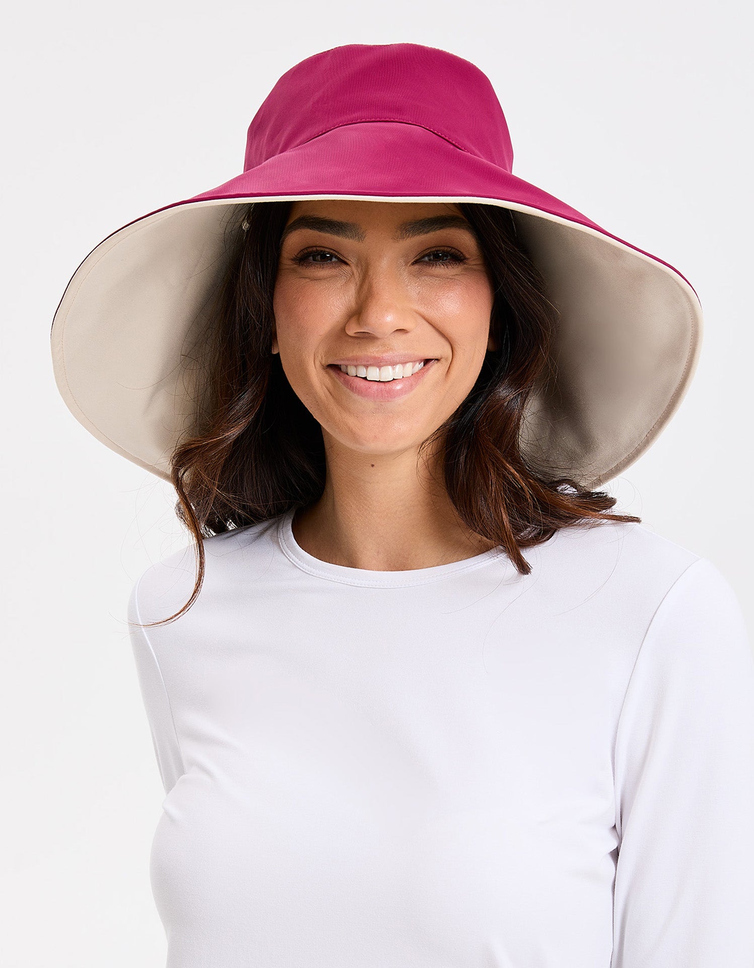 Wide Brim Hat, Women's UV Protection Sun Hat Upf50+ | Solbari Burgundy / Beige