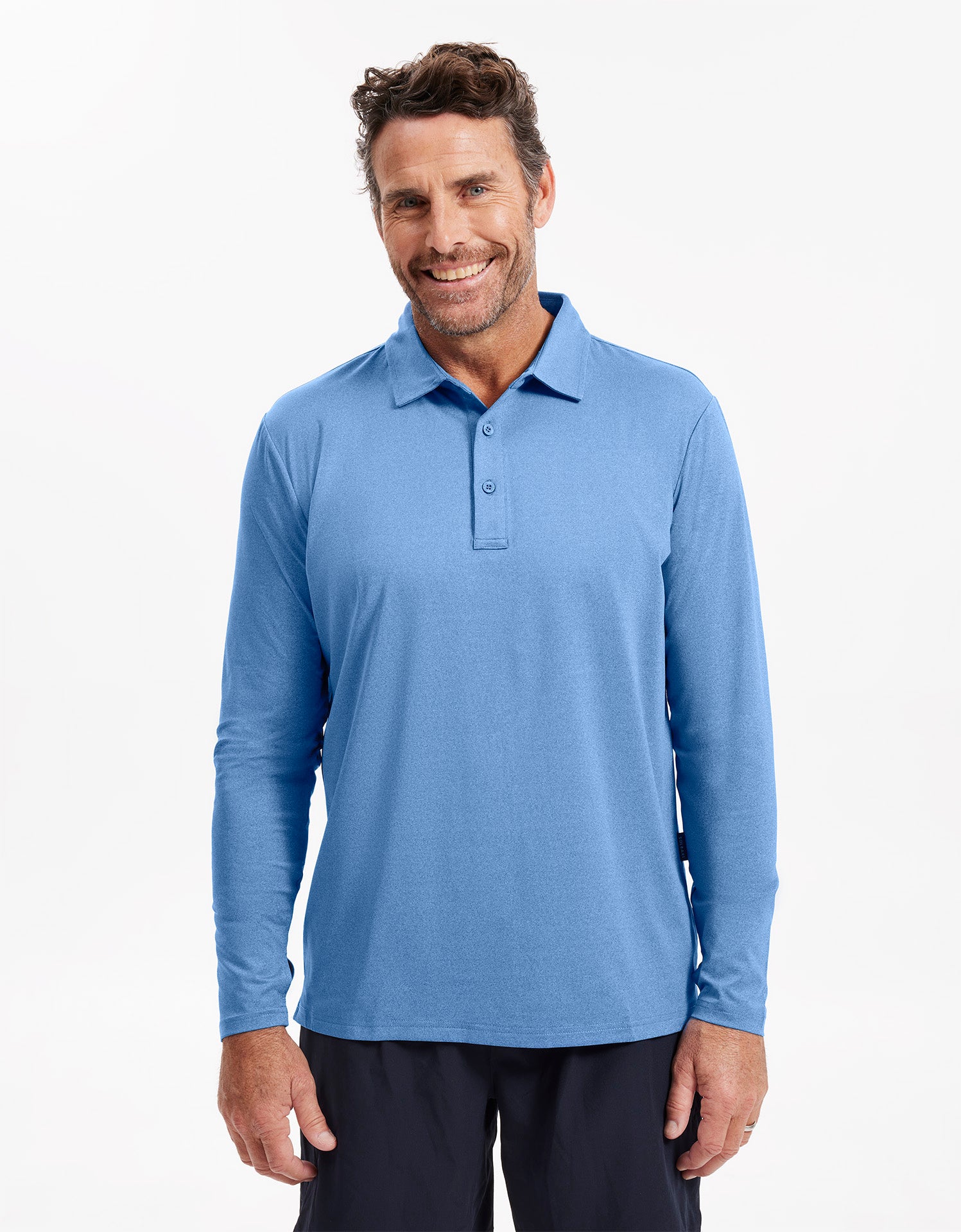 Sun Protective Long Sleeve Polo Shirt For Men UPF 50+