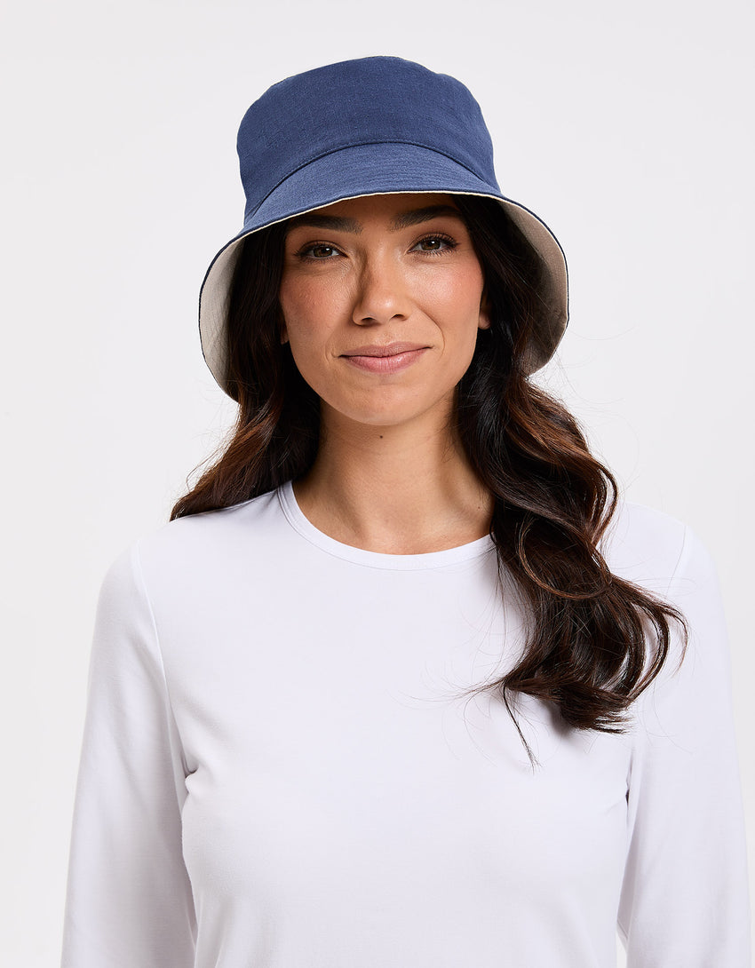 Vacation Cotton Linen Bucket Hat UPF50+ | Solbari Women's Bucket Hat