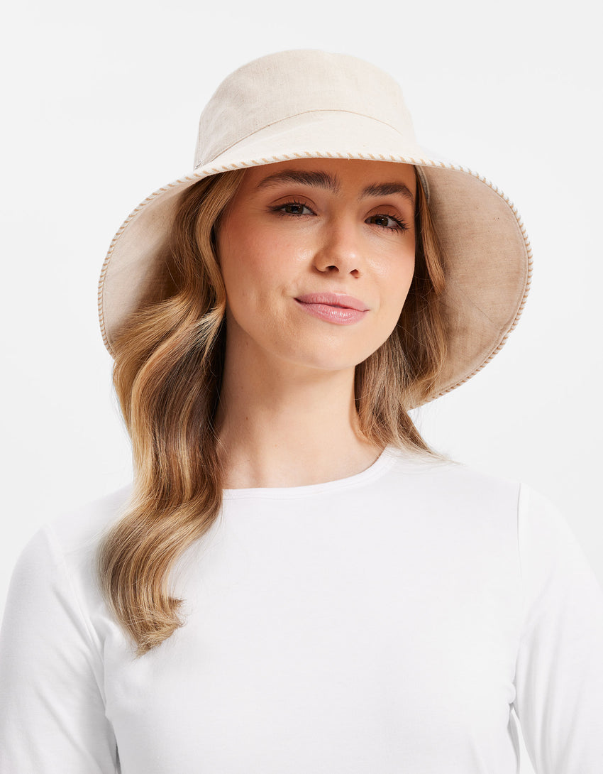Palm Beach Cotton Linen Sun Hat UPF50+ | Women's Sun Protection Hat | Solbari UK