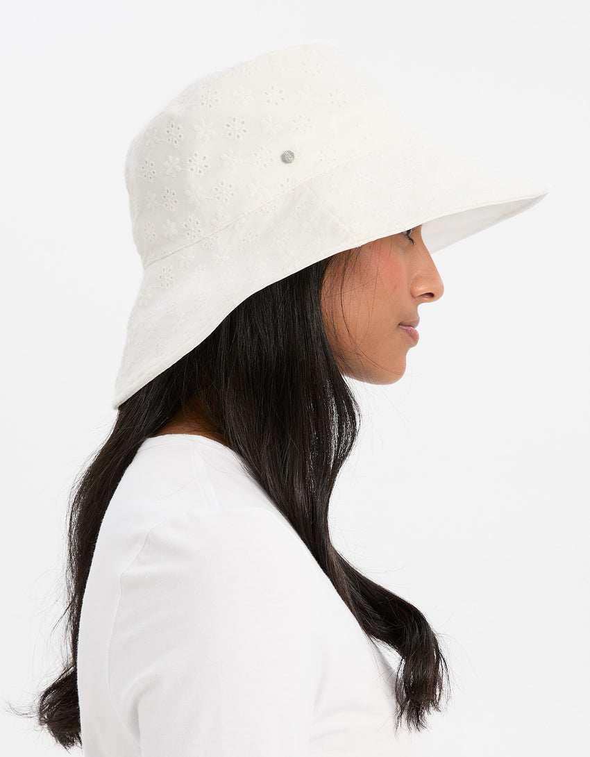 Sun Protective Wide Brim Sun Hat For Women | Broderie Wide Brim Sun Hat UPF50+ | Solbari UK