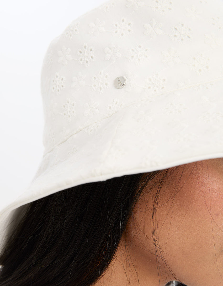 Sun Protective Wide Brim Sun Hat For Women | Broderie Wide Brim Sun Hat UPF50+ | Solbari UK
