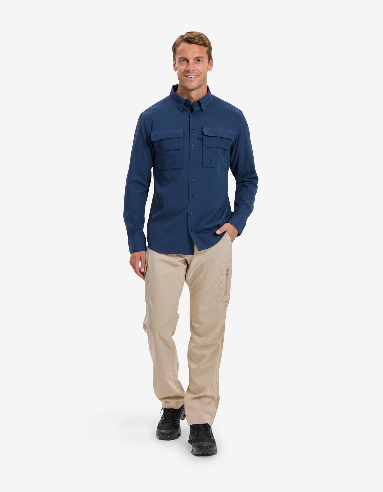 Sporti Men's Long-Sleeve Sun Shirt, Quick-Drying, Moisture-Wicking