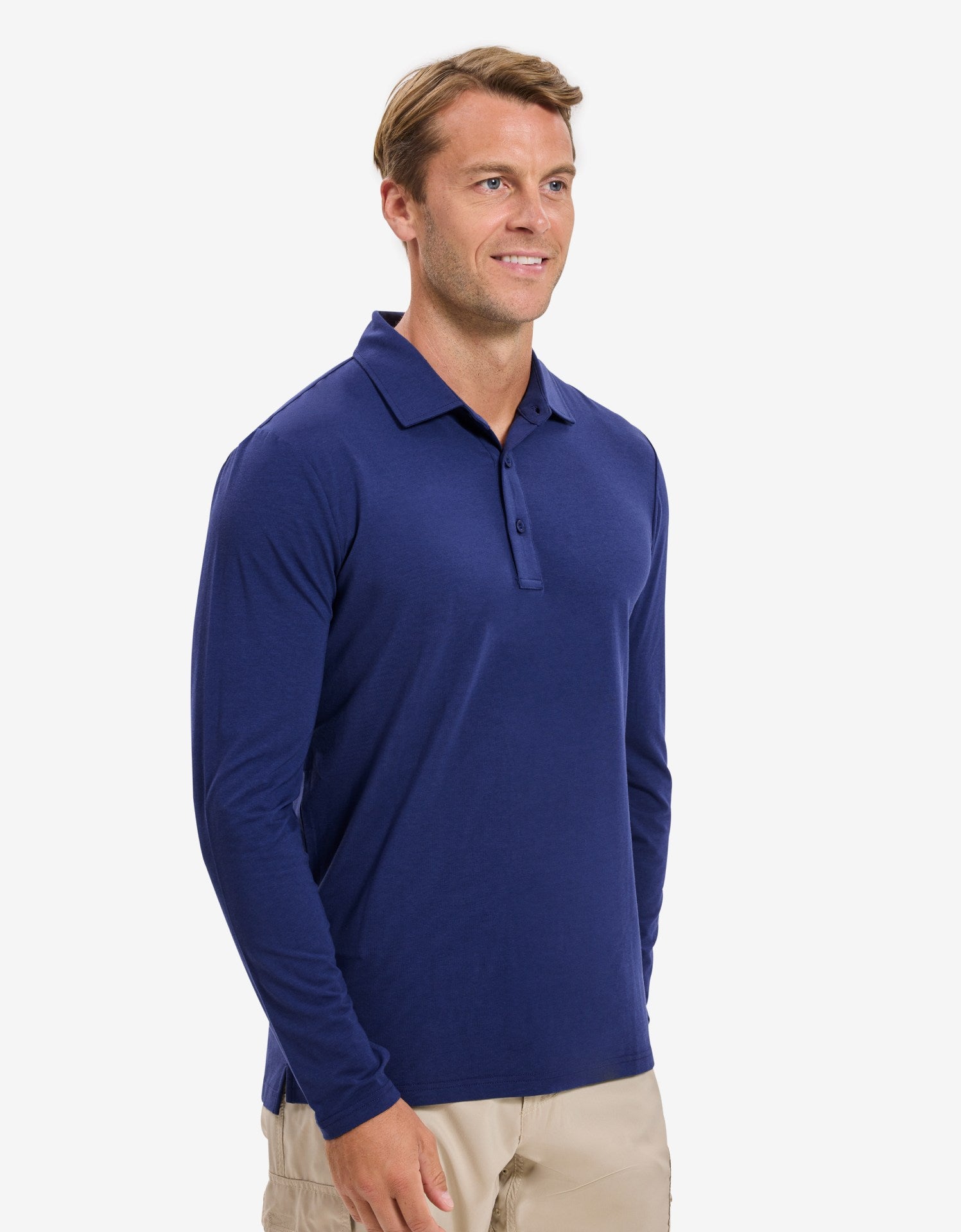 Sun Protective Long Sleeve Polo Shirt For Men UPF 50+ UV