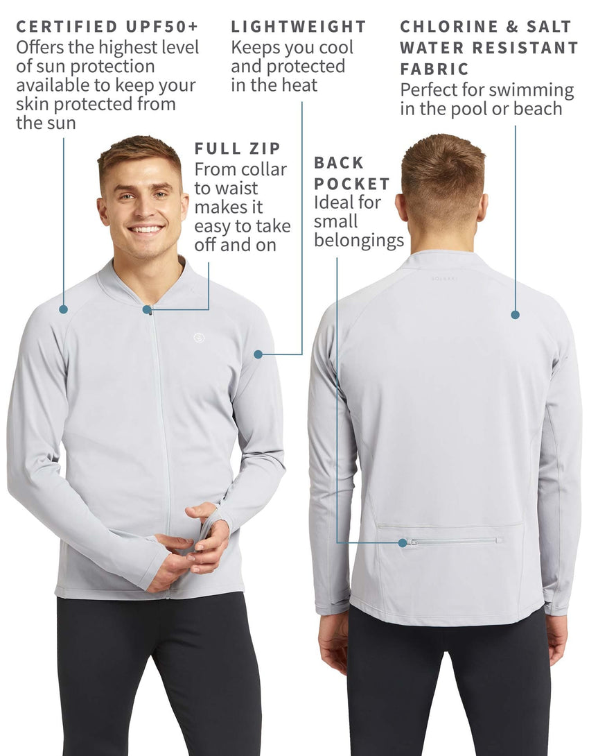 Sun Protective Long Sleeve Full Zip Top For Men UPF50+ | UV Protection