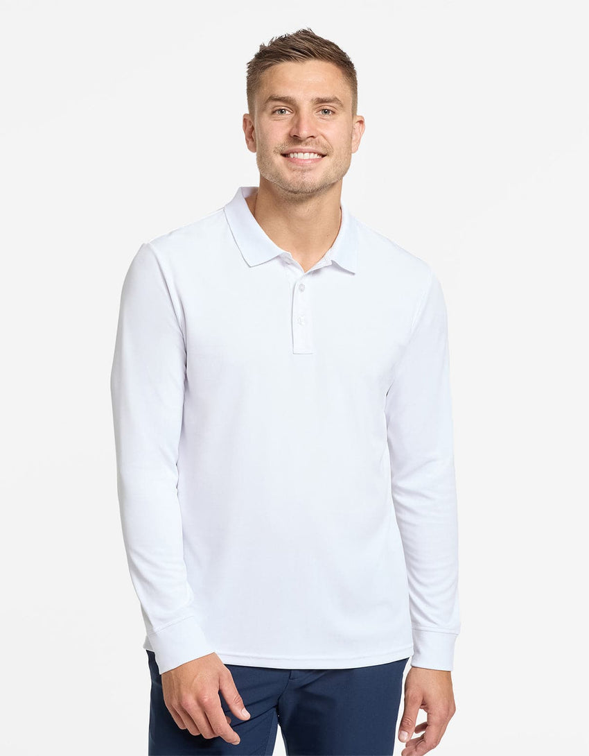 Long Sleeve Piqu?? Polo UPF50+ Recycled Fabric Collection | Men's UV Protective Polo Shirt