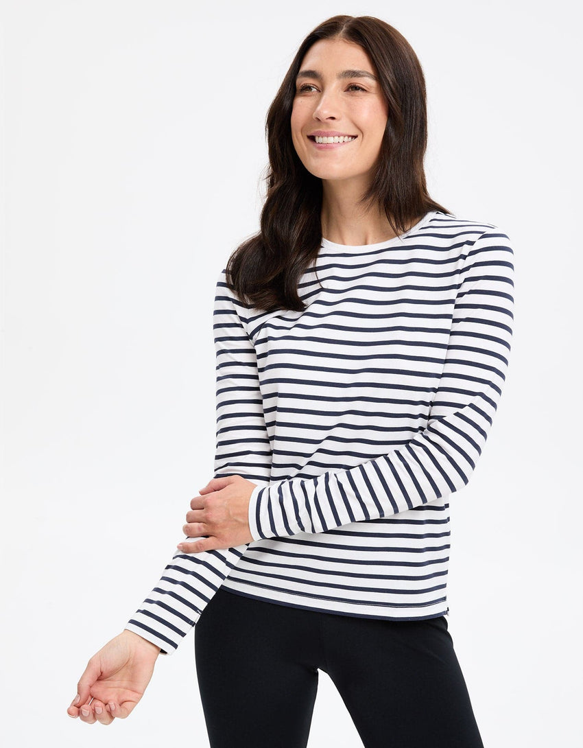 Striped Long Sleeve T-Shirt Sensitive Sun Protective Tops for Women