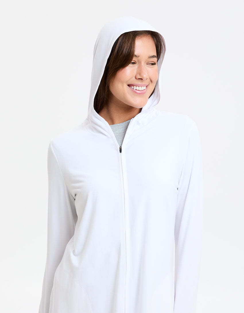 Luxe Hooded Long Zip Jacket UPF50 UV protection Clothing | Solbari UK