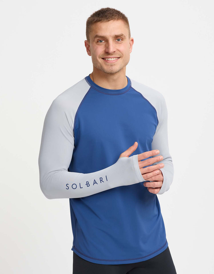 Sun Protective Colour Block Mens Long Sleeve Rashguard UPF50+ Swimwear Solbari UK