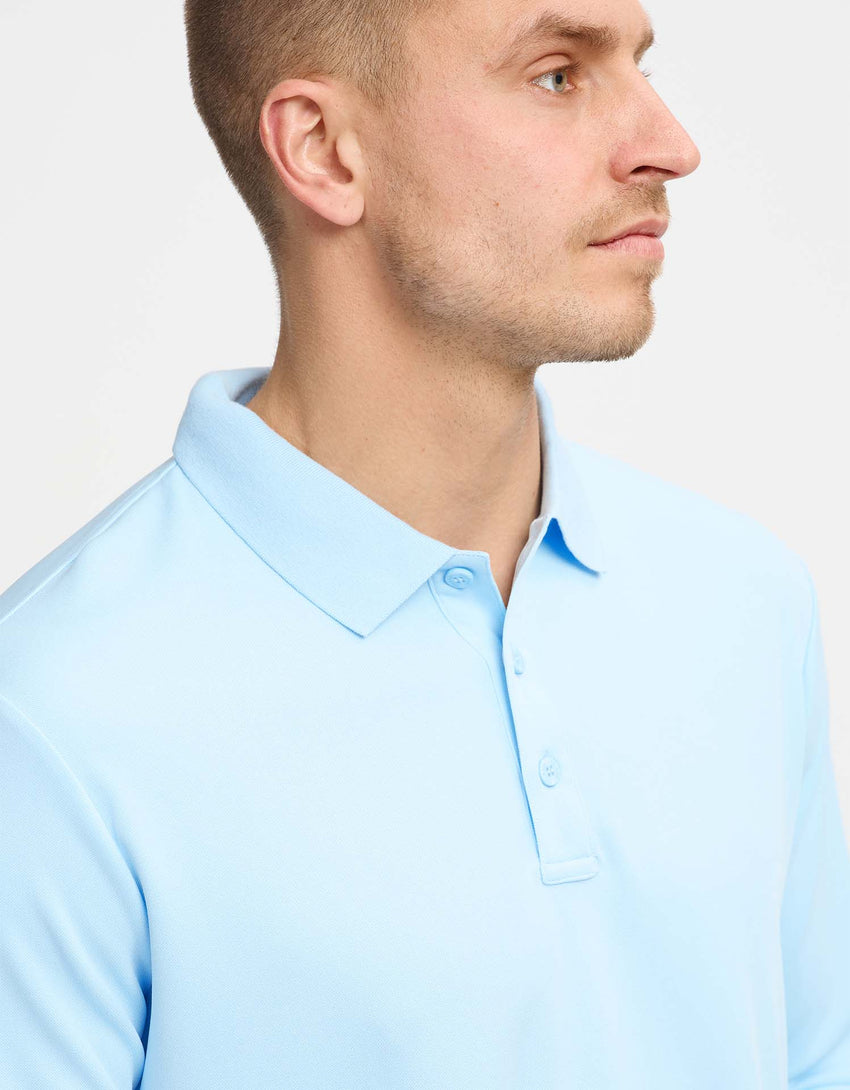 Long Sleeve Piqu?? Polo UPF50+ Recycled Fabric Collection | Men's UV Protective Polo Shirt